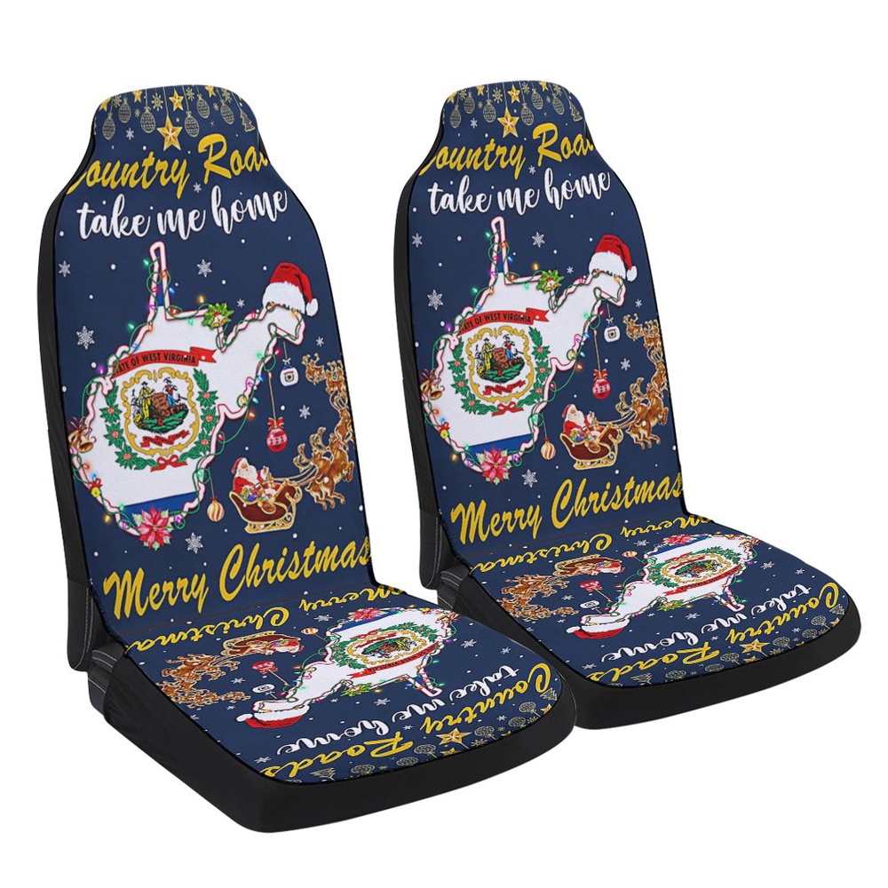 Country Roads Take Me Home Merry Christmas In West Virginia Seat Cover Cars, Christmas Car Seat Cover, Car Seat Cover