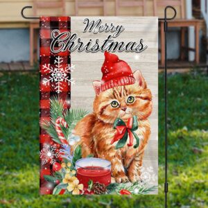 Cute Cat Green Leaf Snow Merry Christmas&hellip;