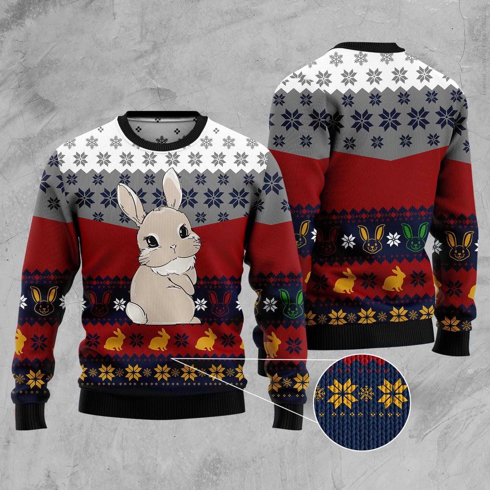 Cute Rabbit Ugly Christmas Sweater, Christmas Sweater, Ugly Sweater, Funny Xmas Sweaters