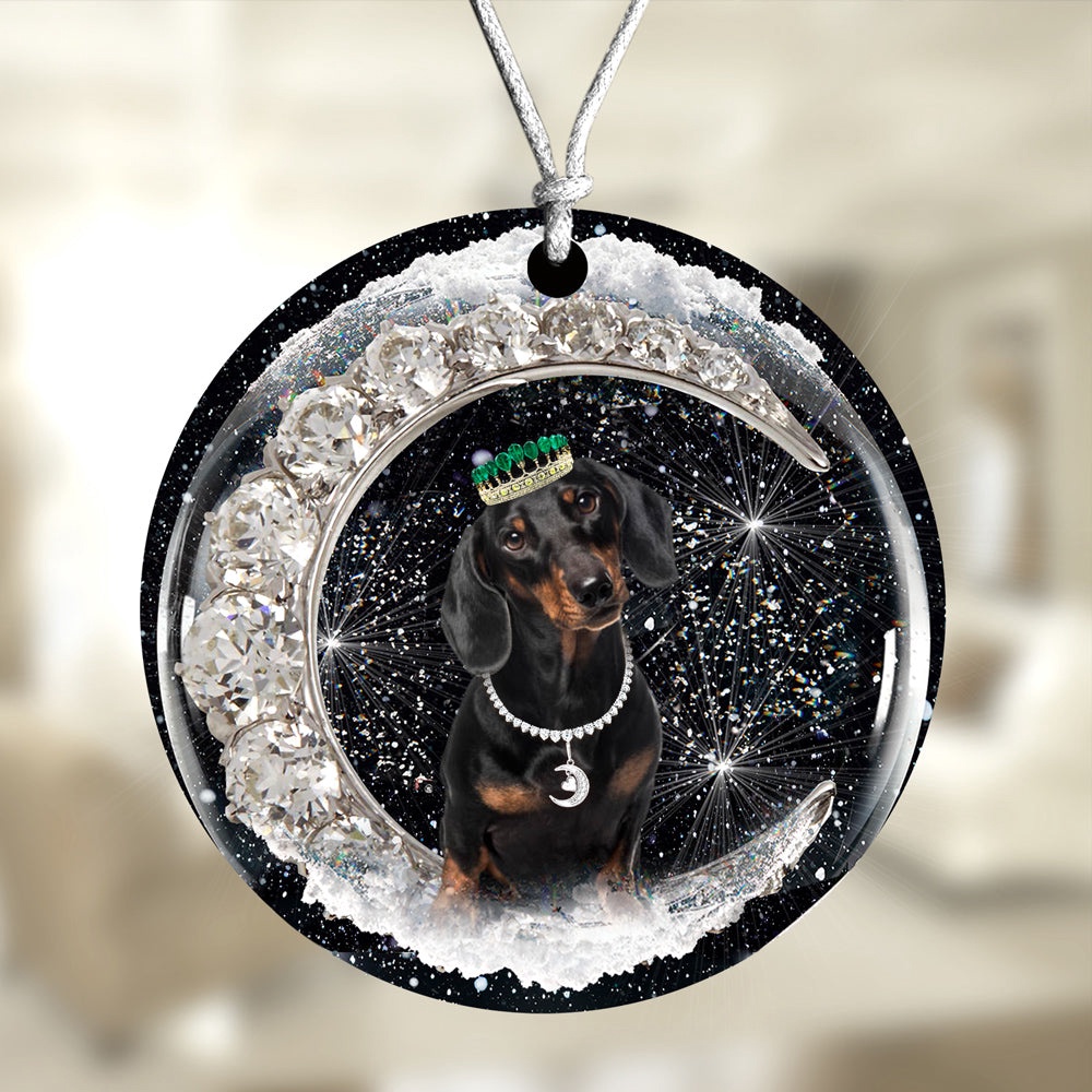 Dachshund2 With Crown Diamond Ornament, Christmas Ornament, Dog Ornament, Xmas Dog Ornaments