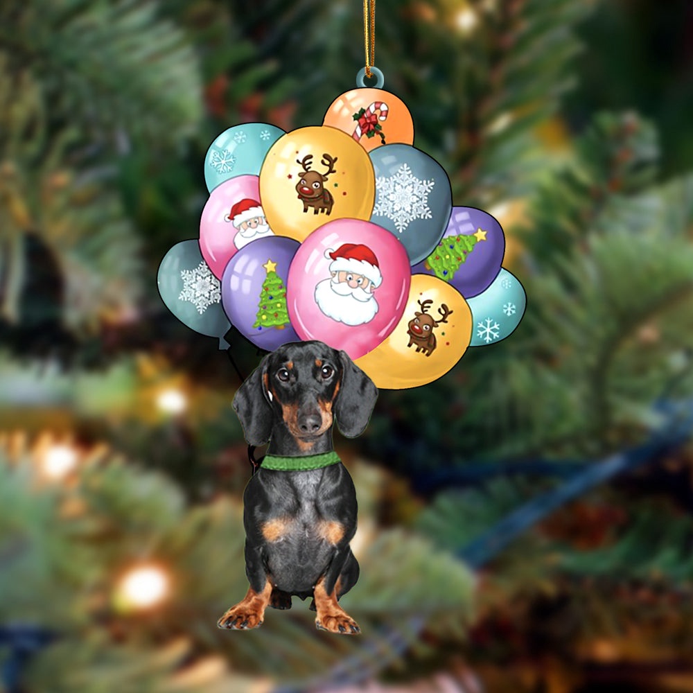 Dachshund 2 With Balloons Christmas Ornament, Christmas Ornament, Dog Ornament, Xmas Dog Ornaments