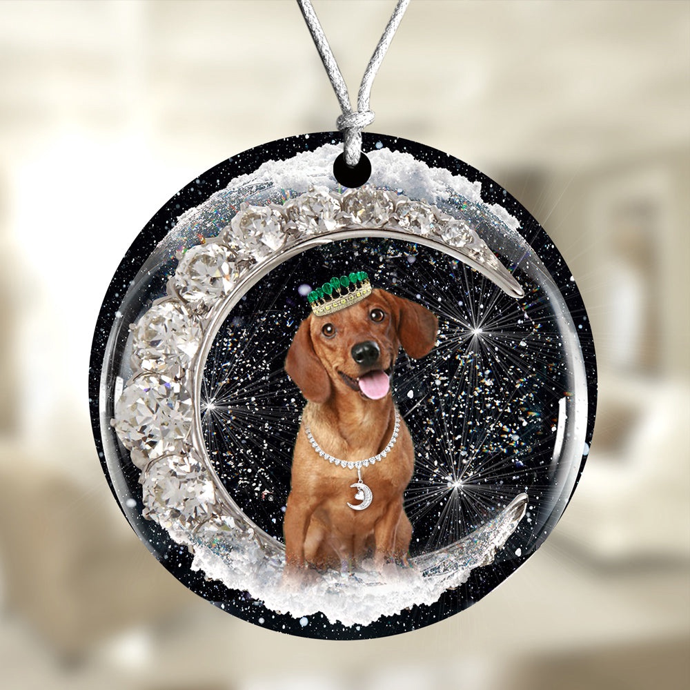 Dachshund With Crown Diamond Ornament, Christmas Ornament, Dog Ornament, Xmas Dog Ornaments