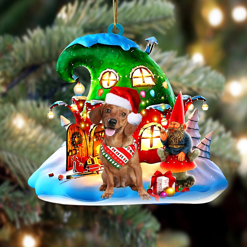 Dachshund With Rudolph’s House Christmas Ornament, Christmas Ornament, Dog Ornament, Xmas Dog Ornaments