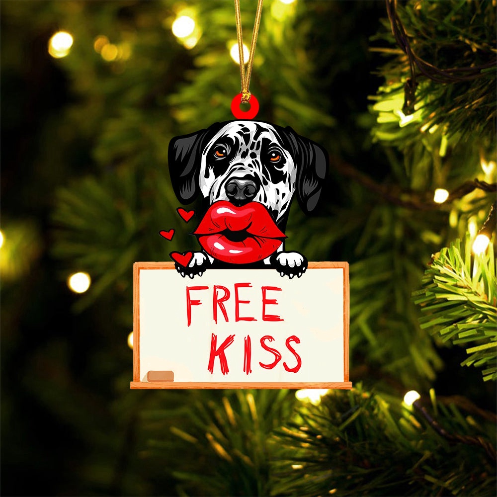 Dalmatian Free Kiss Christmas Ornament, Christmas Ornament, Dog Ornament, Xmas Dog Ornaments