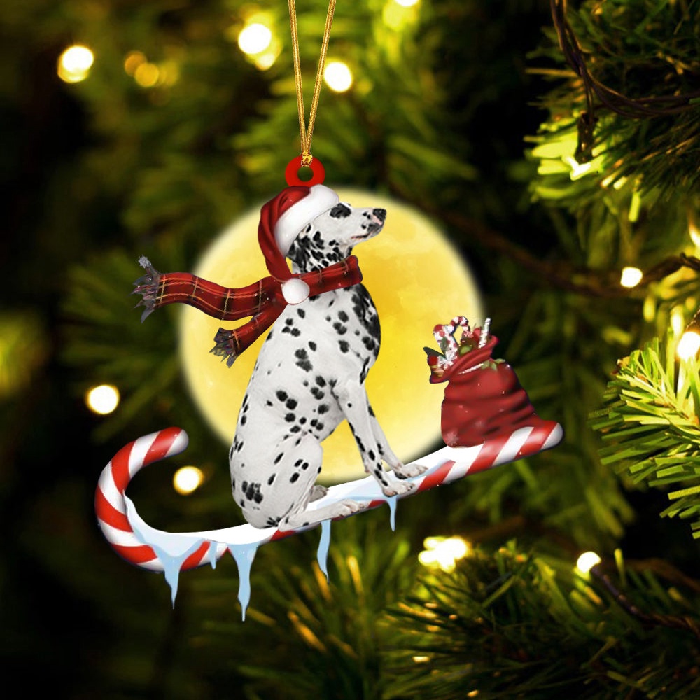 Dalmatian On The Candy Cane Christmas Ornament, Christmas Ornament, Dog Ornament, Xmas Dog Ornaments