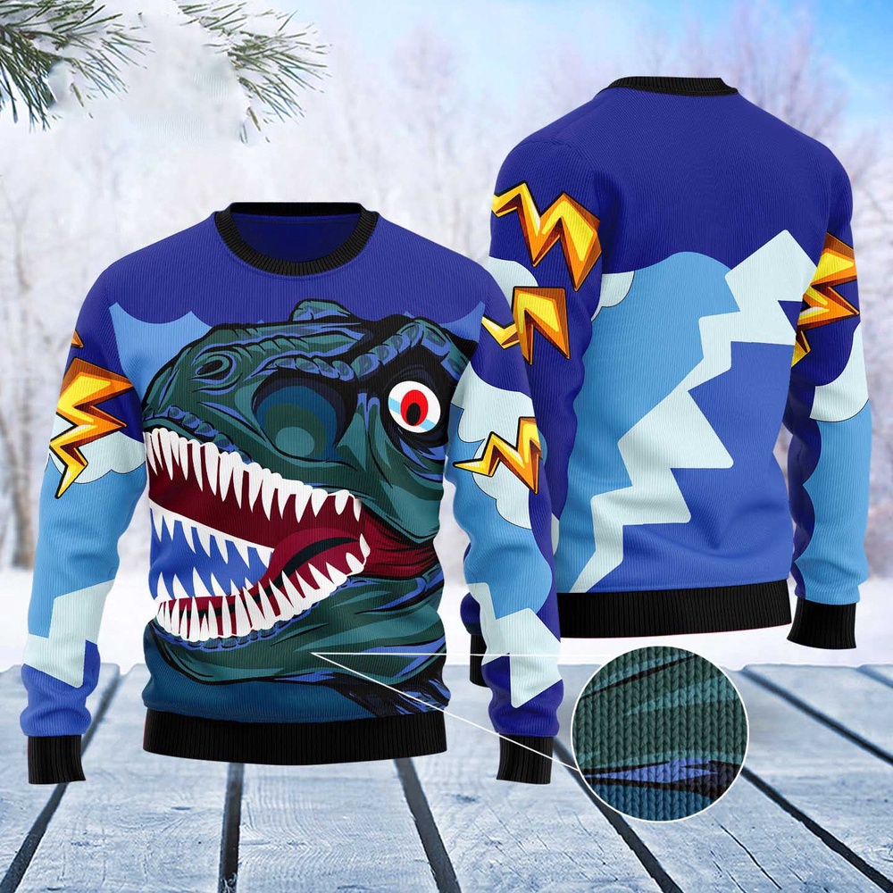 Dinosaur Face Ugly Christmas Sweater, Christmas Sweater, Ugly Sweater, Funny Xmas Sweaters