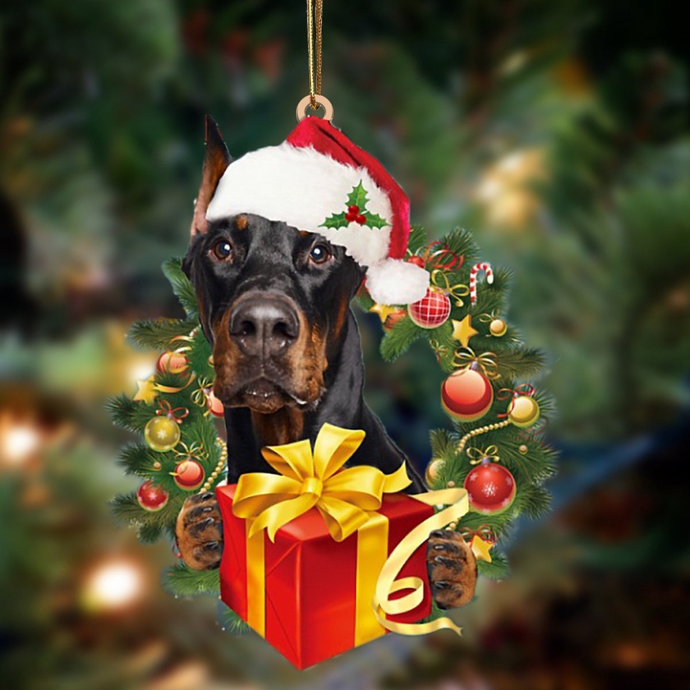 Doberman-Dogs give gifts Hanging Ornament, Christmas Ornament, Dog Ornament, Xmas Dog Ornaments