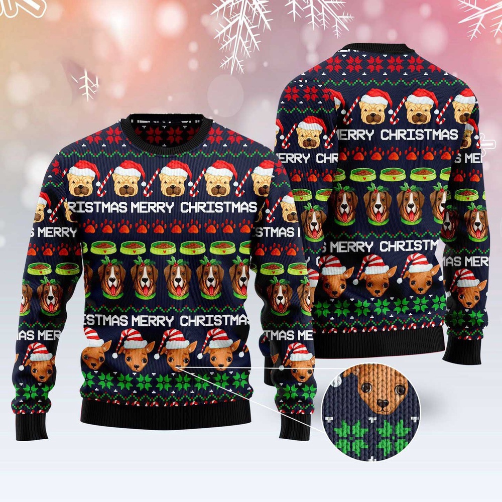 Dog Cute Face Ugly Christmas Sweater, Dog Ugly Christmas Sweater, Ugly Dog Sweaters