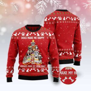 Dogs Make Me Happy Ugly Christmas Sweater,&hellip;