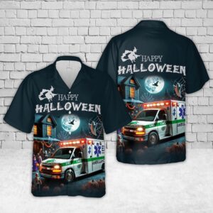 EMS Ambulance Halloween Hawaiian Shirt, Halloween Hawaiian&hellip;