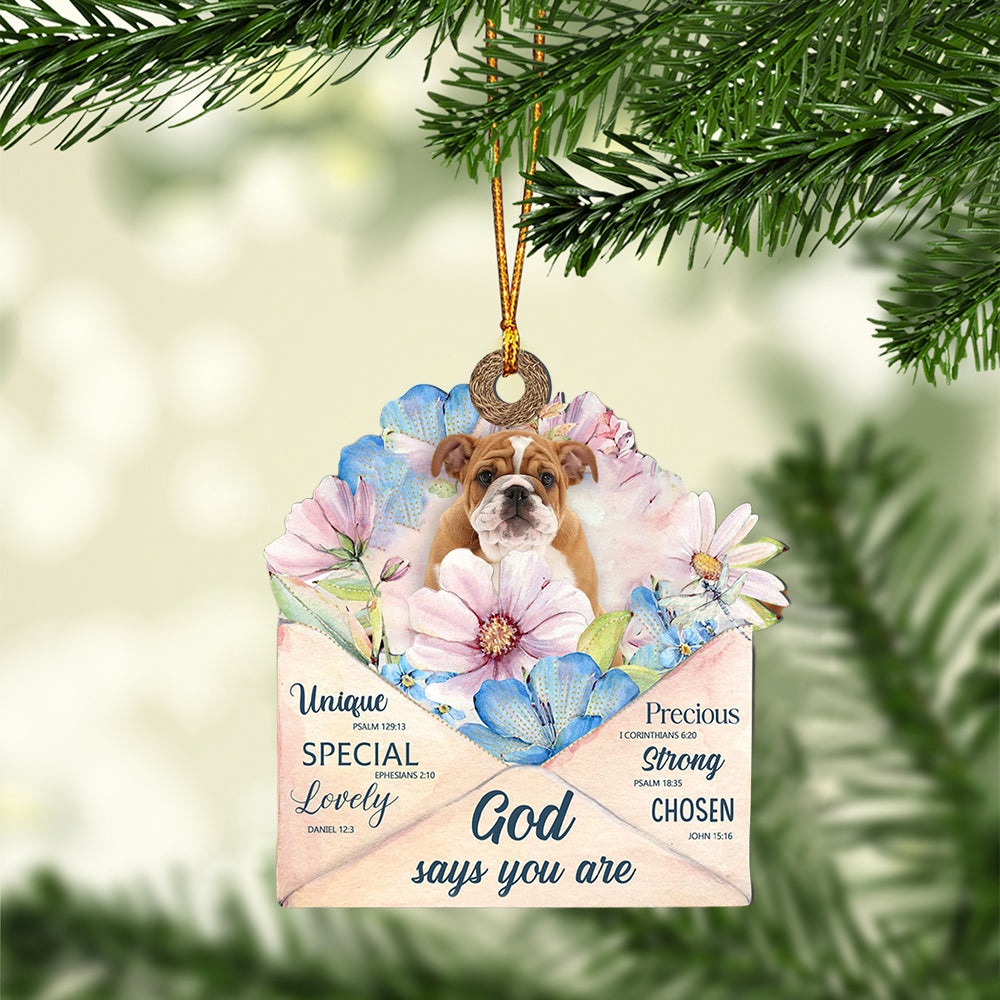 English-Bulldog God Says You Ornament, Christmas Ornament, Dog Ornament, Xmas Dog Ornaments