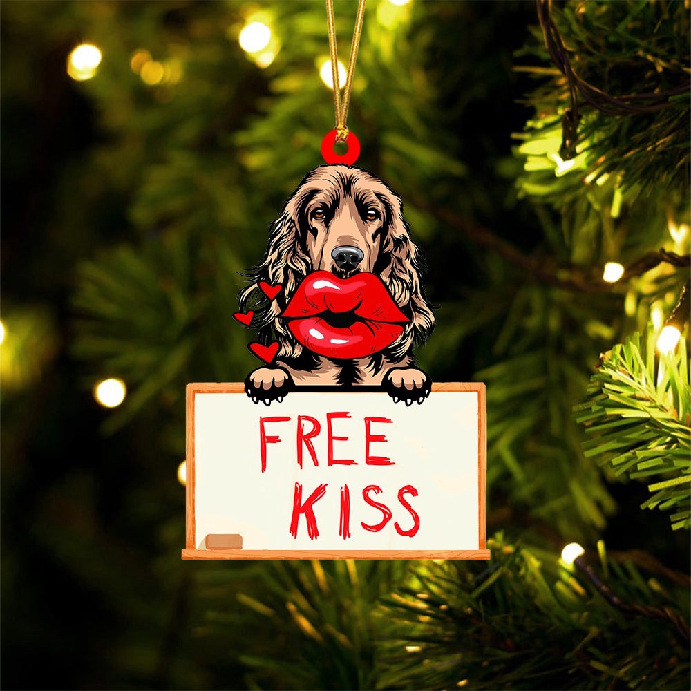 English-Cocker-Spaniel Free Kiss Christmas Ornament, Christmas Ornament, Dog Ornament, Xmas Dog Ornaments