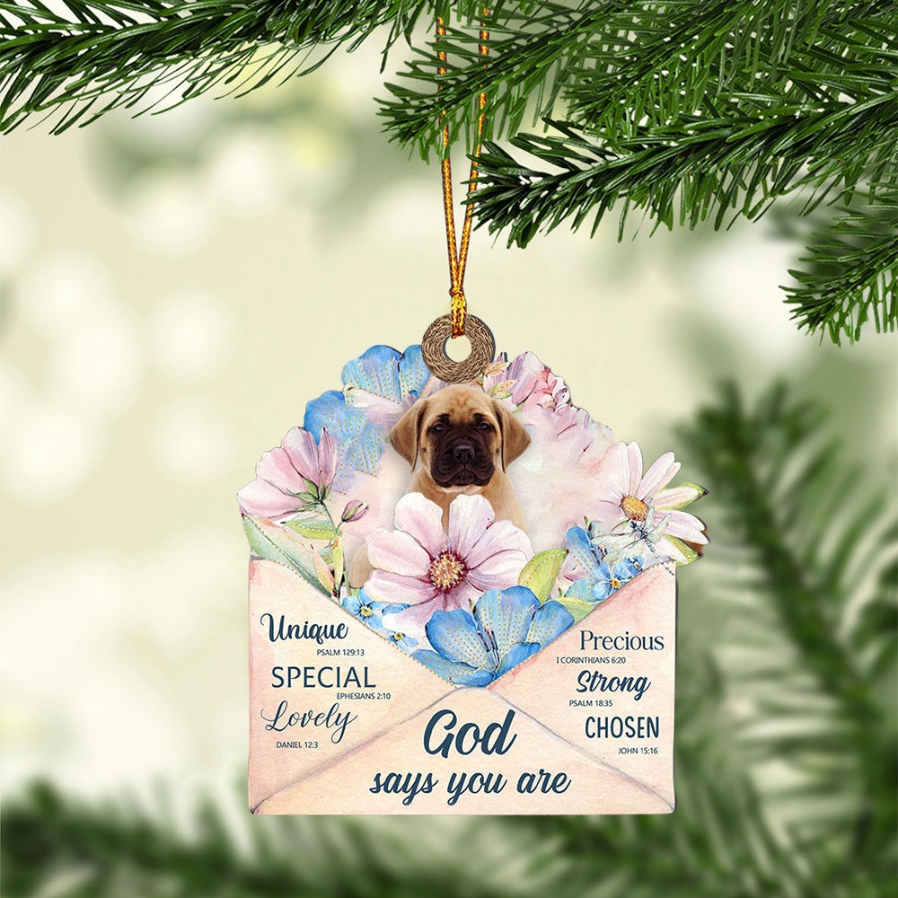 English-Mastiff God Says You Ornament, Christmas Ornament, Dog Ornament, Xmas Dog Ornaments