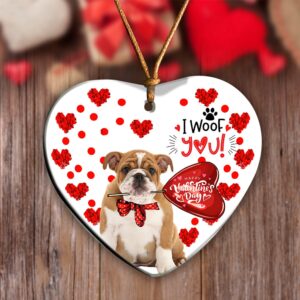 English Bulldog Happy Valentine’s Day Ornament, Christmas&hellip;