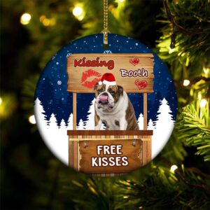 English Bulldog Kissing Booth Christmas Ornament, Christmas&hellip;
