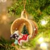 English Springer Spaniel With Snowman Christmas Ornament, Christmas Ornament, Dog Ornament, Xmas Dog Ornaments