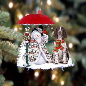 English Springer Spaniel With Snowman Christmas Ornament,&hellip;