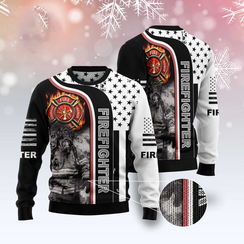 Firefighter Awesome Ugly Christmas Sweater, Christmas Sweater, Ugly Sweater, Funny Xmas Sweaters