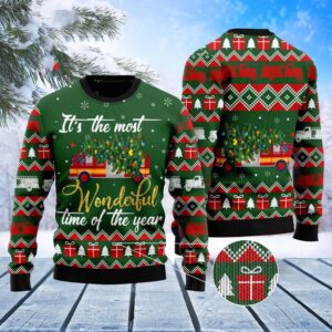 Firefighter Wonderful Time Ugly Christmas Sweater, Christmas&hellip;