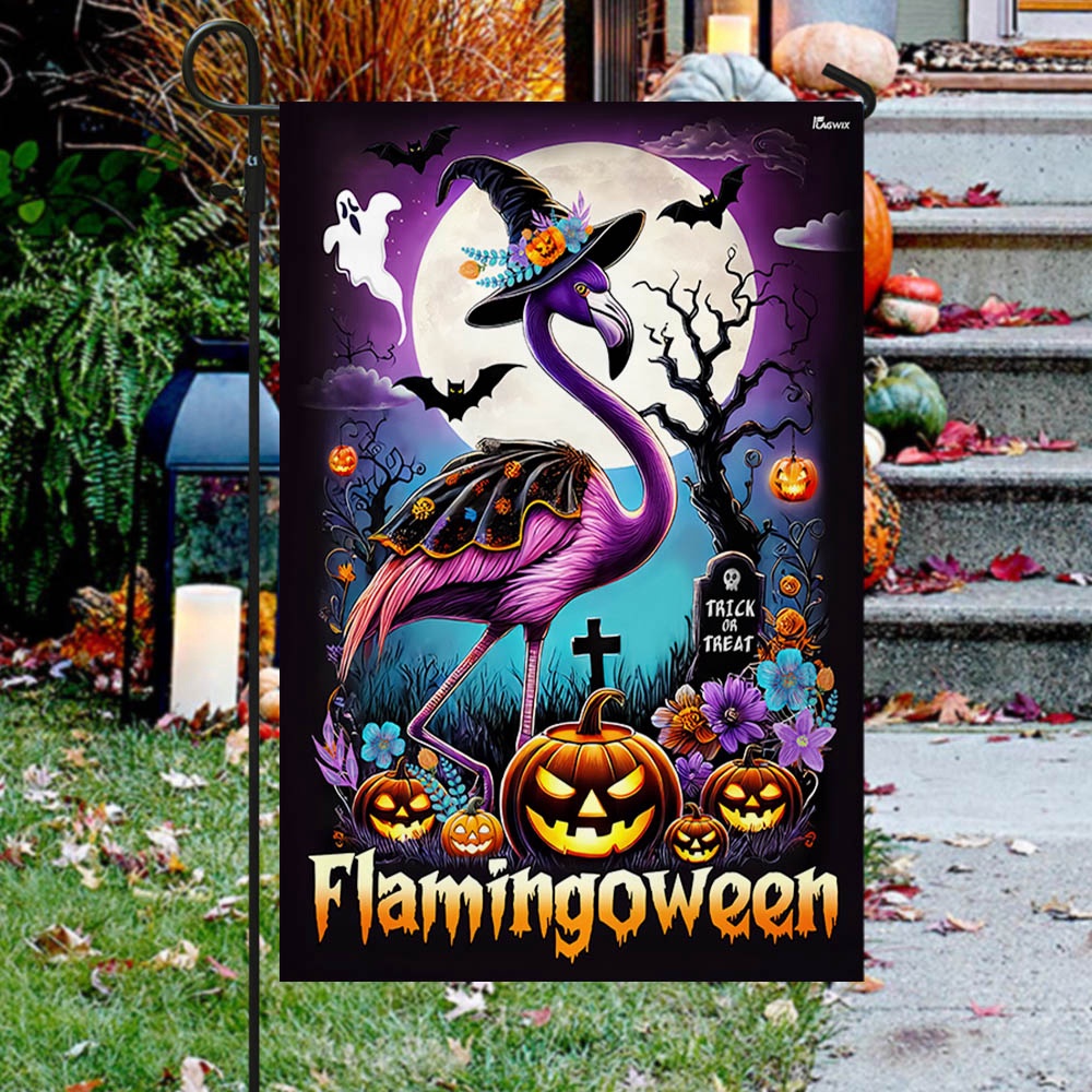 Flamingo Halloween Flamingoween Flag, Halloween Flag, Halloween Garden Flags, Halloween House Flags