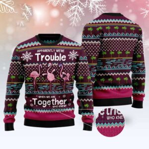 Flamingo Trouble Ugly Christmas Sweater, Christmas Sweater,&hellip;