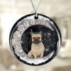 French-Bulldog With Mushroom House Christmas Ornament, Christmas Ornament, Dog Ornament, Xmas Dog Ornaments