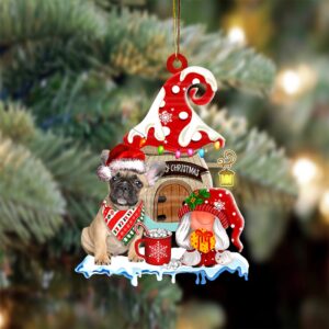 French-Bulldog With Mushroom House Christmas Ornament, Christmas&hellip;