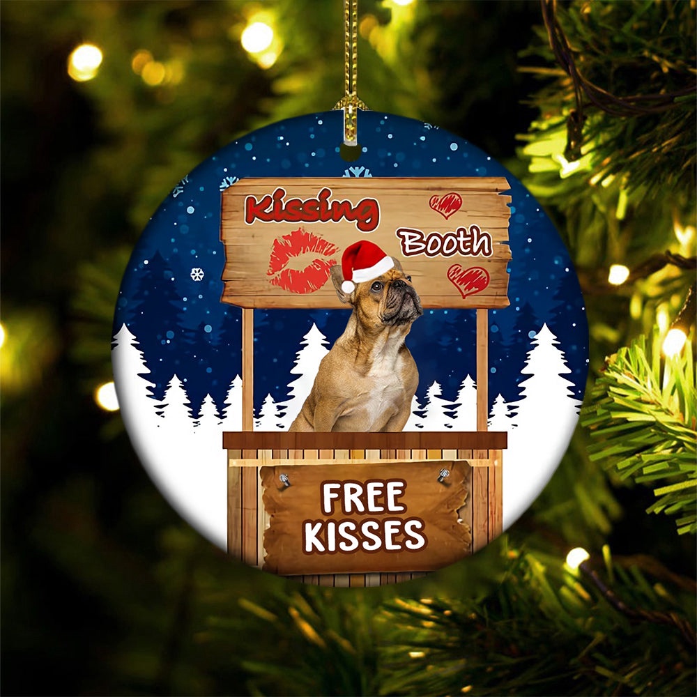 French Bulldog Kissing Booth Christmas Ornament, Christmas Ornament, Dog Ornament, Xmas Dog Ornaments