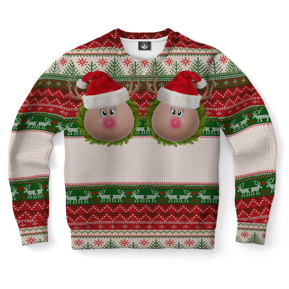 Funny Naughty Reindeer Ugly Christmas Sweater, Christmas Sweater, Ugly Sweater, Funny Xmas Sweaters