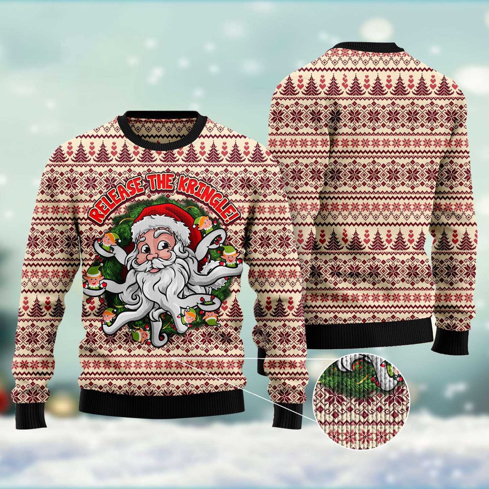 Funny Santa Claus Release The Kringle Ugly Christmas Sweater, Christmas Sweater, Ugly Sweater, Funny Xmas Sweaters