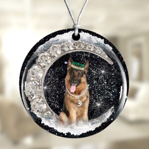 German-shepherd-2 With Crown Diamond Ornament, Christmas Ornament,&hellip;