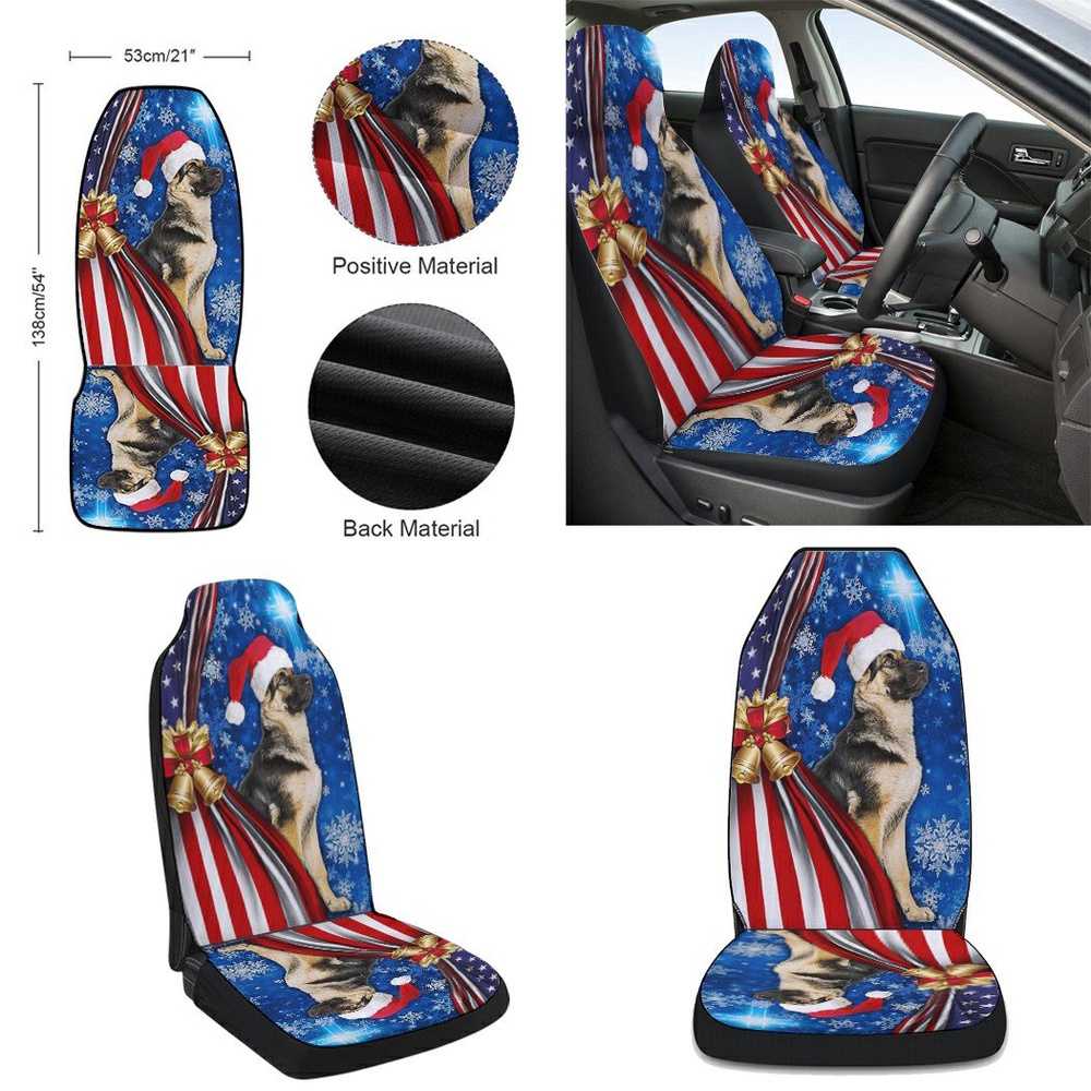 German Shepherd Christmas Seat Cover Cars, Christmas Car Seat Cover, Car Seat Cover