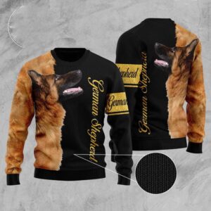 German Shepherd Half Cool Ugly Christmas Sweater,&hellip;