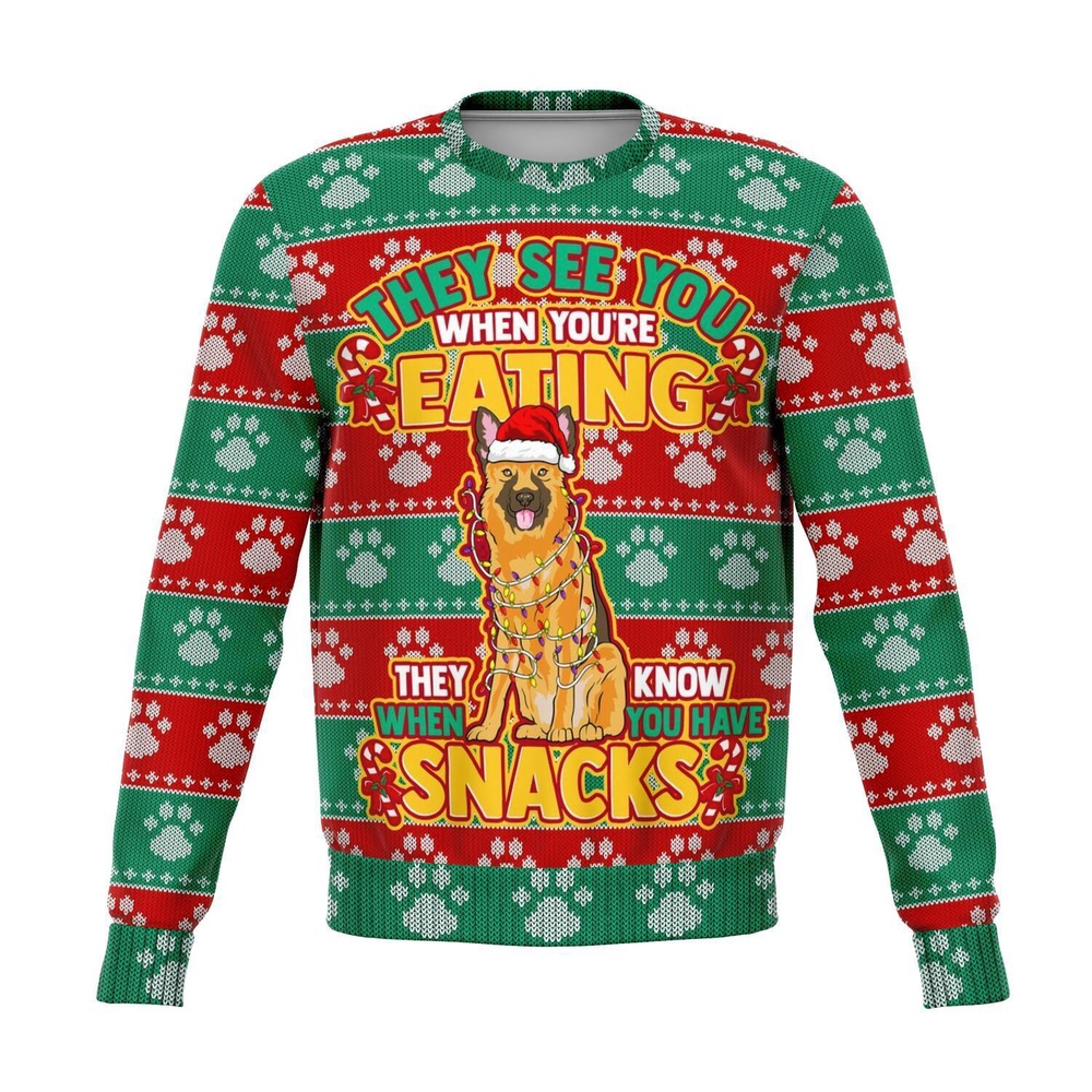German Shepherd They Know When You Have Snacks Christmas Ugly Sweater, Christmas Sweater, Ugly Sweater, Funny Xmas Sweaters