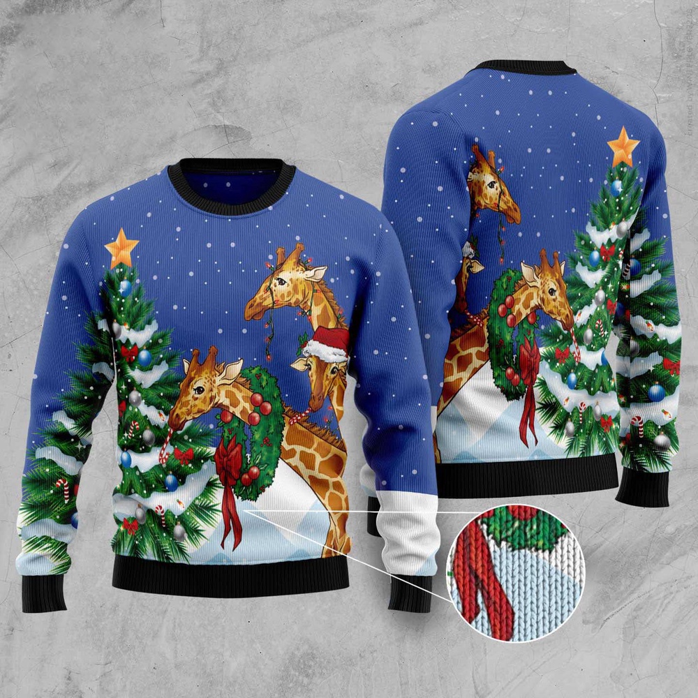 Giraffe Family Xmas Ugly Christmas Sweater, Christmas Sweater, Ugly Sweater, Funny Xmas Sweaters