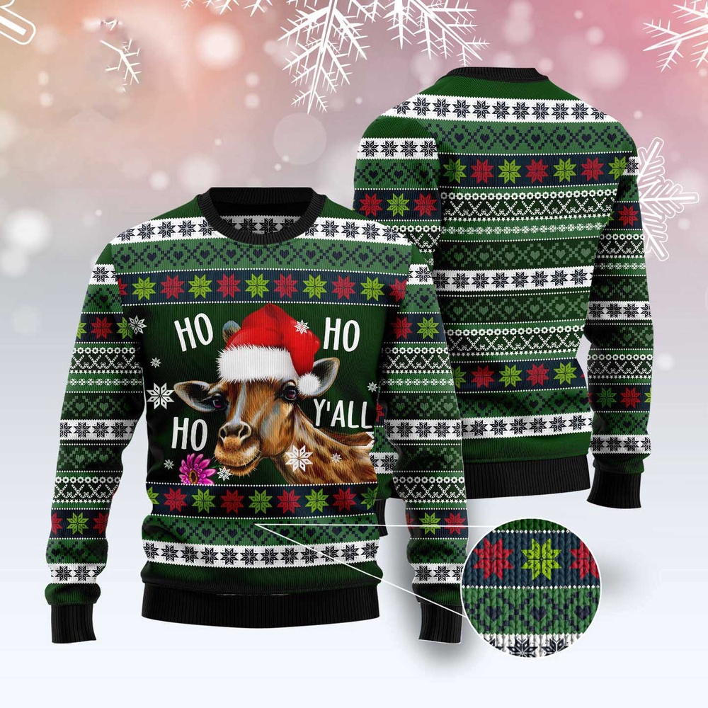 Giraffe Hohoho Y’All Ugly Christmas Sweater, Christmas Sweater, Ugly Sweater, Funny Xmas Sweaters
