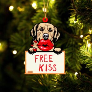 Golden-Retriever Free Kiss Christmas Ornament, Christmas Ornament,&hellip;
