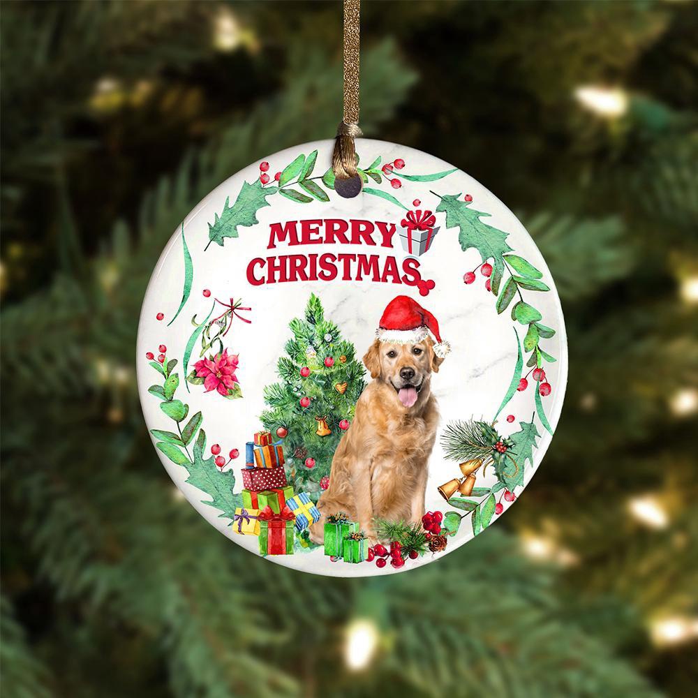 Golden-Retriever Tree Merry Christmas Ornament, Christmas Ornament, Dog Ornament, Xmas Dog Ornaments