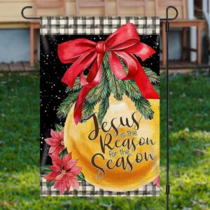 Golden Bauble Red Bowknot Christmas Garden FlagXmas,&hellip;