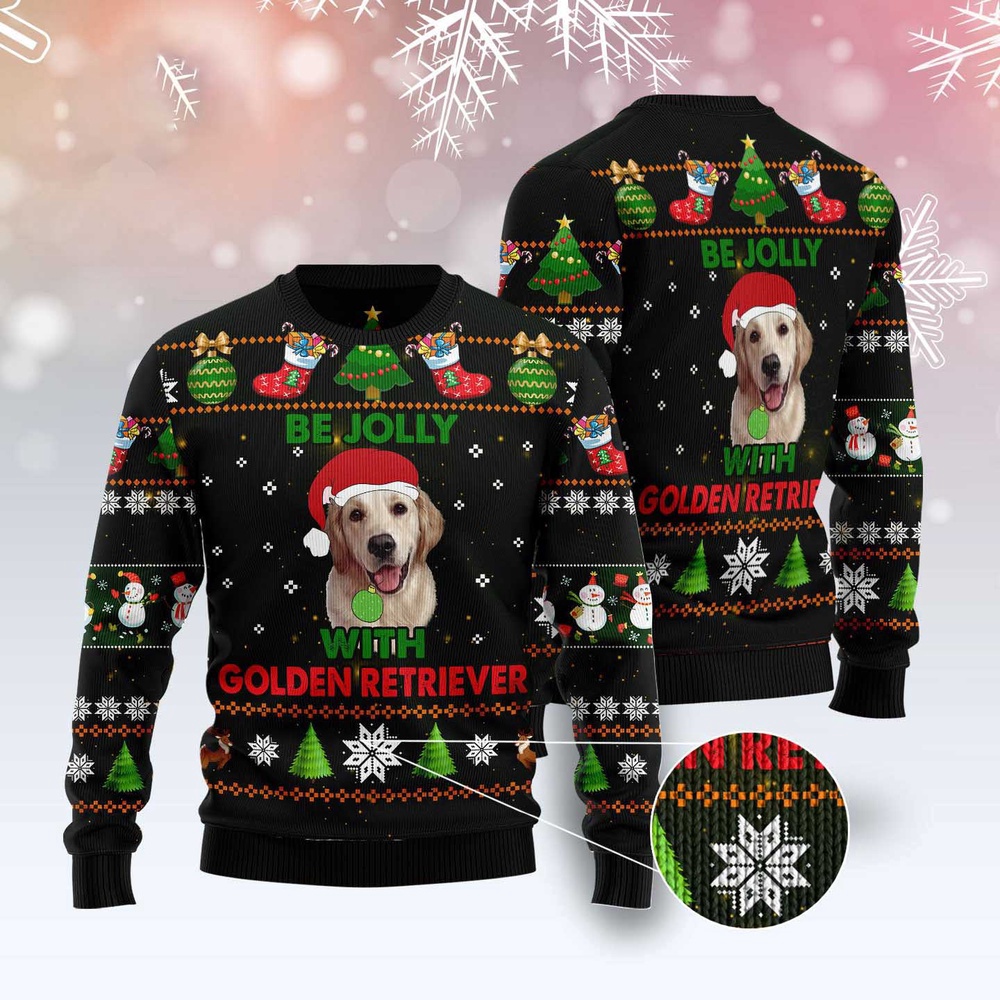 Golden Retriever Be Jolly Ugly Christmas Sweater, Christmas Sweater, Ugly Sweater, Funny Xmas Sweaters