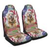 Golden Retriever Christmas American flag Seat Cover Cars, Christmas Car Seat Cover, Car Seat Cover