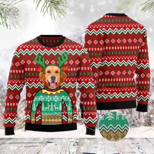 Golden Retriever Reindeer Ugly Christmas Sweater, Christmas&hellip;