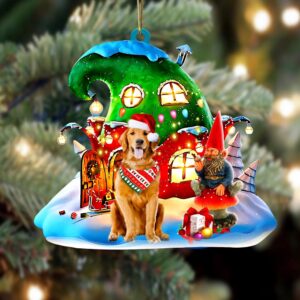 Golden Retriever With Rudolph’s House Christmas Ornament,&hellip;
