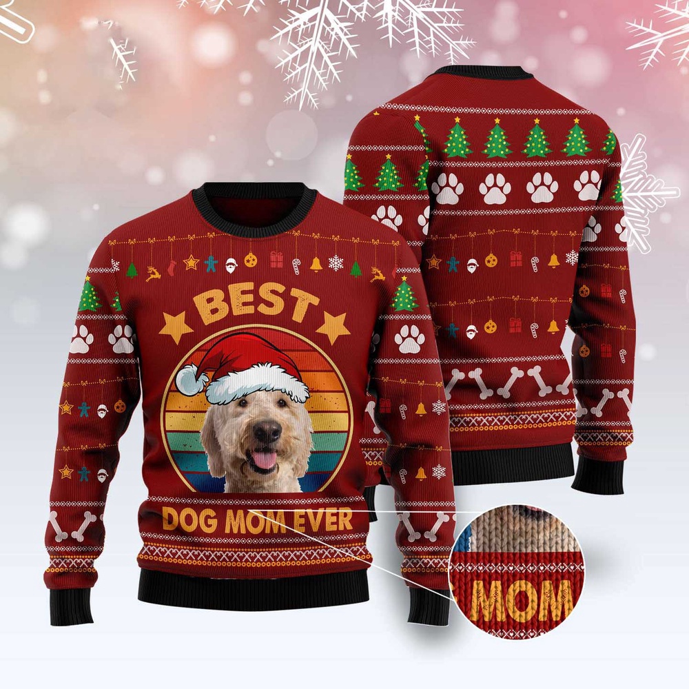 Goldendoodle Best Dog Mom Ever Ugly Christmas Sweater, Dog Ugly Christmas Sweater, Ugly Dog Sweaters