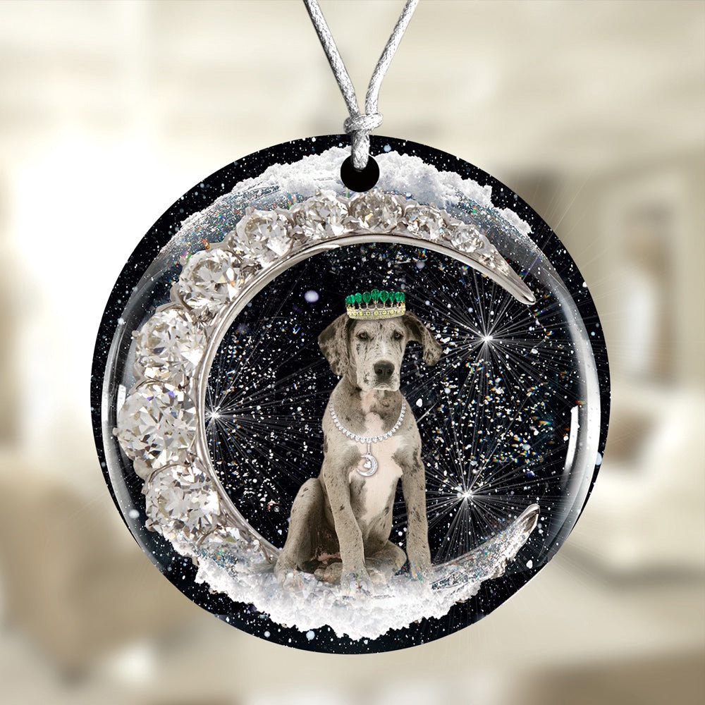 Great-Dane With Crown Diamond Ornament, Christmas Ornament, Dog Ornament, Xmas Dog Ornaments