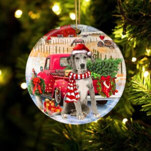 Great Dane With Red Truck Christmas Ornament,&hellip;