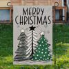 Green Pine Trees Snowflake Christmas Garden FlagXmas, Garden Flags, Outdoor Xmas Flags, Christmas Flag Outdoor