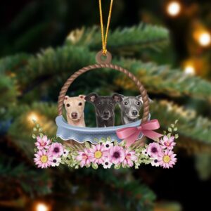 Greyhound Dogs In The Basket Ornament, Christmas&hellip;