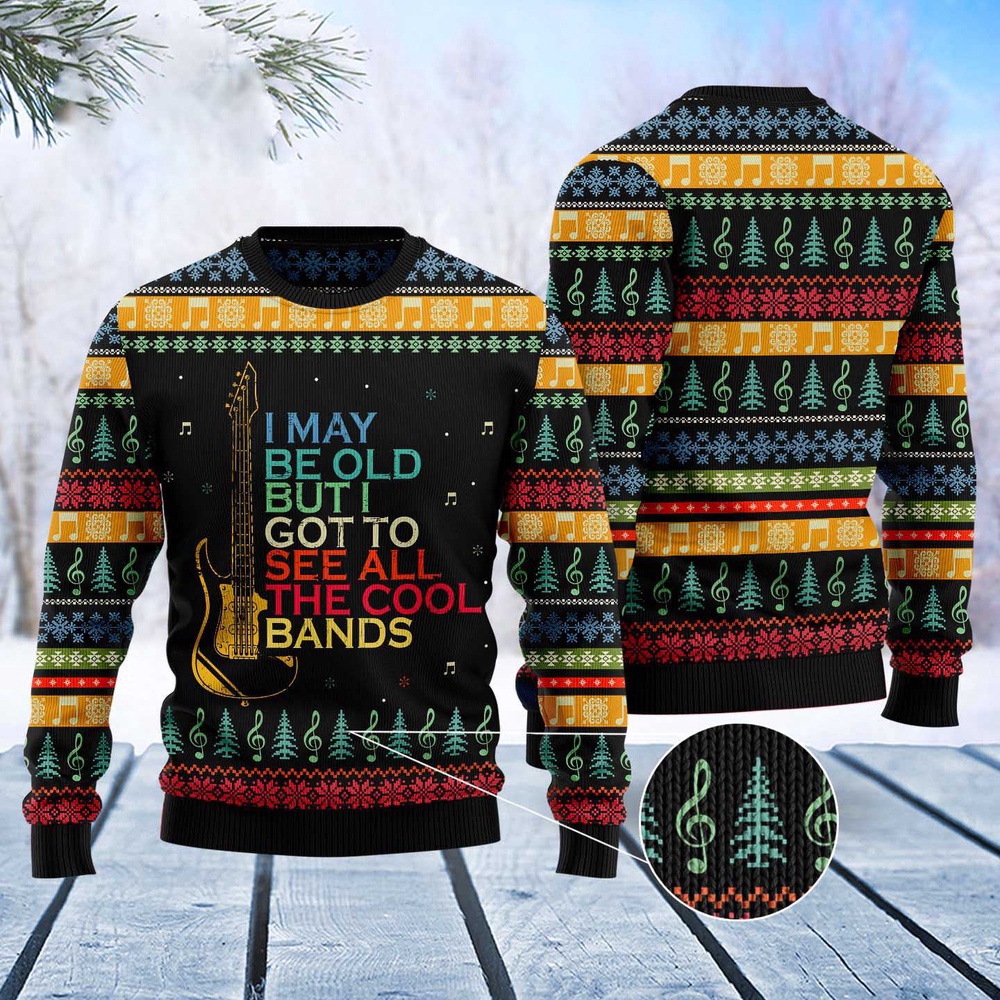 Guitar Old Vintage Ugly Christmas Sweater, Christmas Sweater, Ugly Sweater, Funny Xmas Sweaters