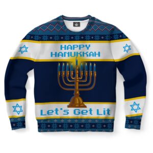 Hanukkah Let’s Get Lit Ugly Christmas Sweater,&hellip;